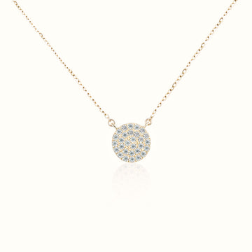 14K Gold Celestial Sparkle Disc Necklace