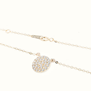 14K Gold Celestial Sparkle Disc Necklace