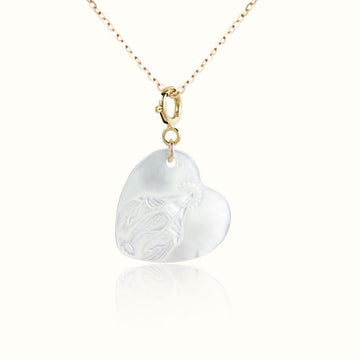 14K Gold Mother Mary Heart Pendant Necklace