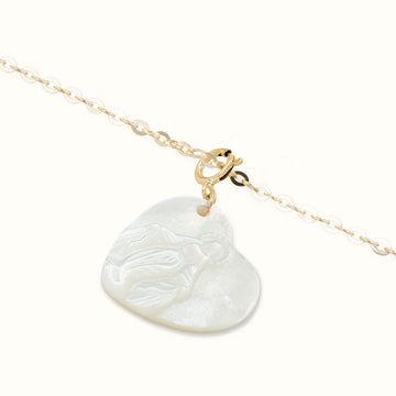 14K Gold Mother Mary Heart Pendant Necklace