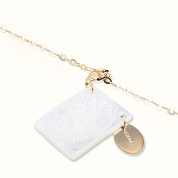 14K Gold Mother Mary Square Pendant Necklace