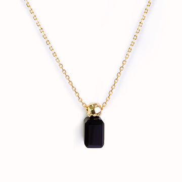 18K Gold Plated Vermeil Black Agate Perfume Bottle Pendant Necklace