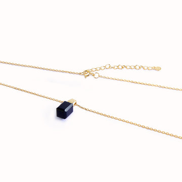 18K Gold Plated Vermeil Black Agate Perfume Bottle Pendant Necklace