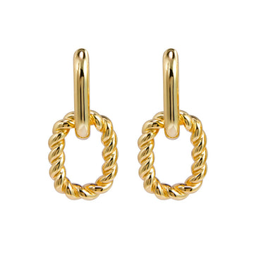 18K Gold Plated Vermeil Braided Oval Fusion Earrings