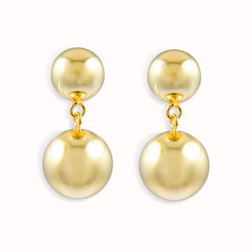 18K Gold Plated Vermeil Double Orb Cubic Stud Earrings