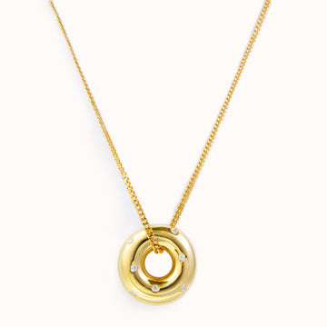 18K Gold Plated Vermeil Doughnut Pendant Necklace