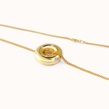 18K Gold Plated Vermeil Doughnut Pendant Necklace