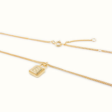 18K Gold Plated Vermeil Lock Of  Fate Pendant Necklace