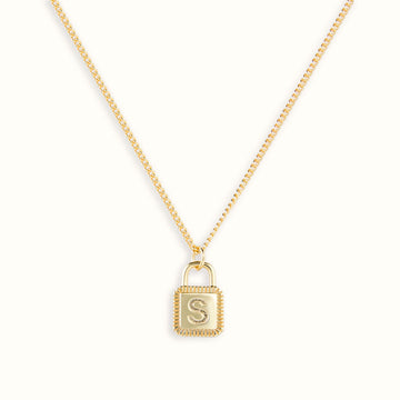 18K Gold Plated Vermeil Lock Of  Fate Pendant Necklace