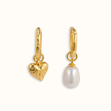 22K Gold Plated Vermeil Love & Pearl Earrings