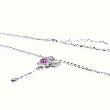 925 Sterling Silver Fluttering Angel Heart Necklace