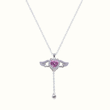 925 Sterling Silver Fluttering Angel Heart Necklace