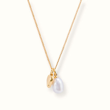 22K Gold Plated Vermeil Love & Pearl Necklace