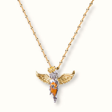 22K Gold Plated Vermeil Standing Cupid Pendant Necklace