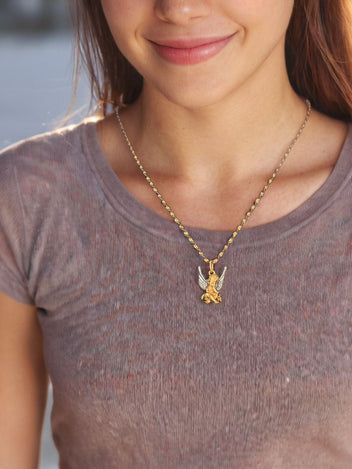 22K Gold Plated Vermeil Thoughtful Cupid Pendant Necklace