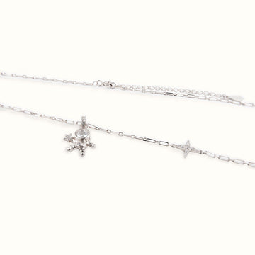 925 Sterling Silver Astronaut & Star Pendant Necklace