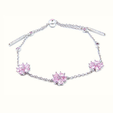 White Gold Plated Cherry Blossom Bracelet