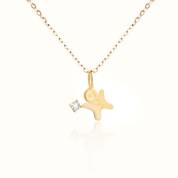 14K Gold Gingerbread Man Necklace