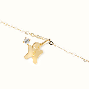 14K Gold Gingerbread Man Necklace